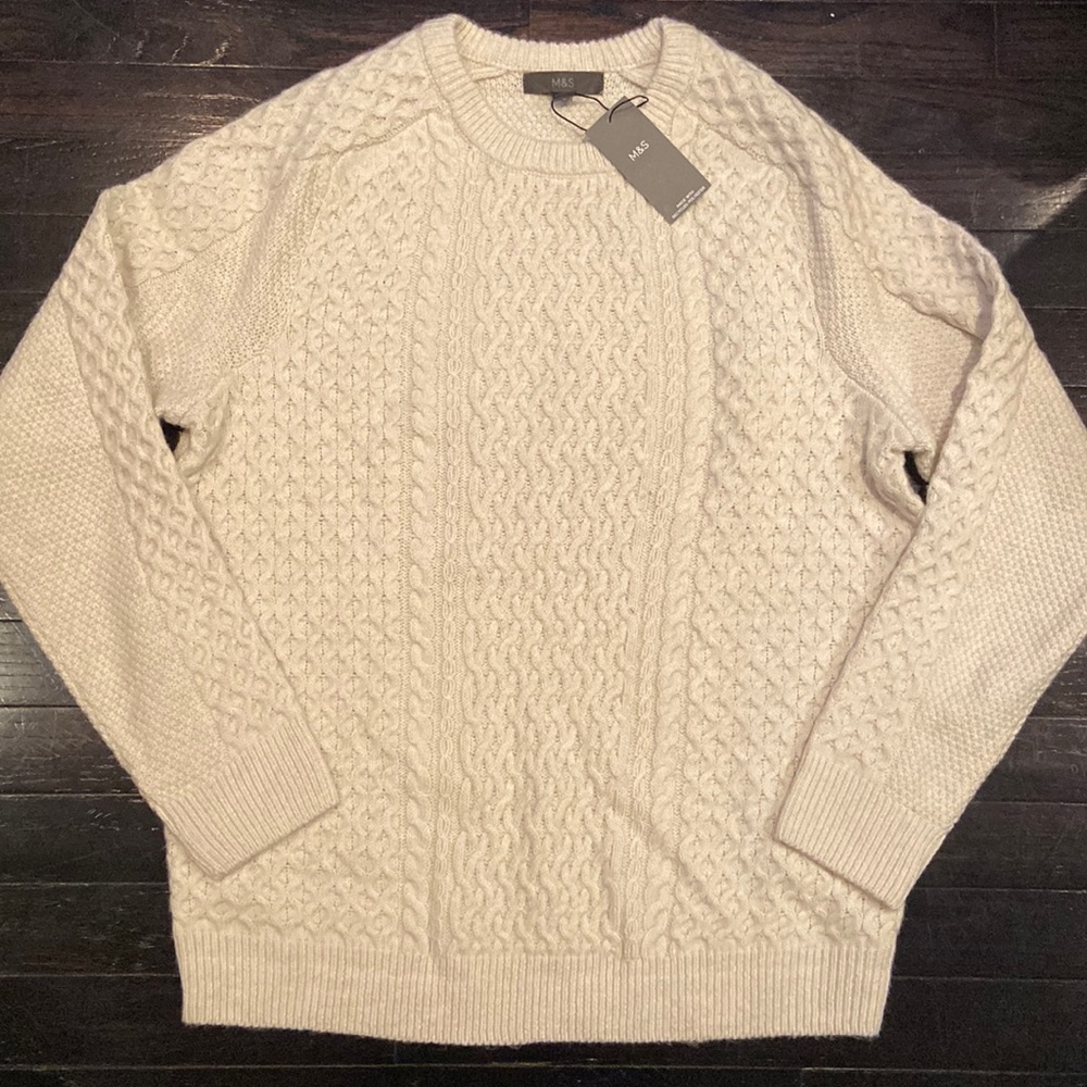 Marks & Spencer Mens Cream Sweater- NWT- Sz M